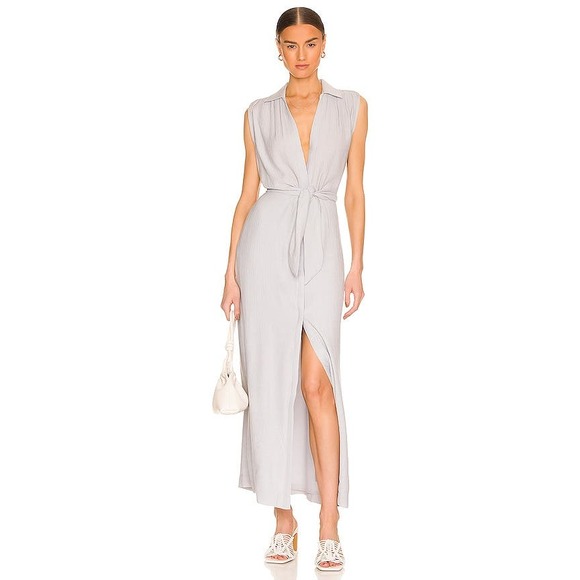 Brochu Walker Madsen Sleeveless Maxi‎ Dress Lavender Button Front Tie - Picture 1 of 11